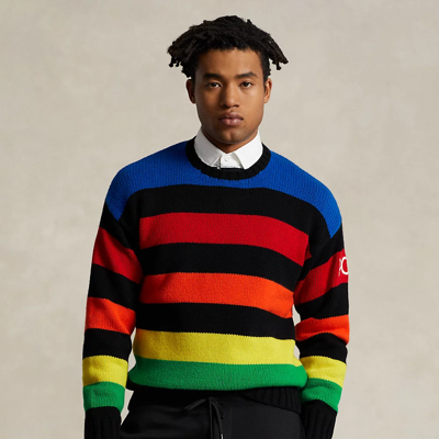 Ralph Lauren Logo Striped Wool-blend Sweater In Multi