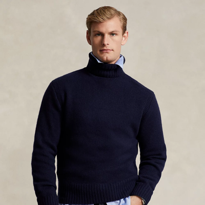 Ralph Lauren Wool-cashmere Turtleneck Sweater In Hunter Navy