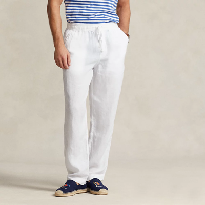 Ralph Lauren Relaxed Fit Linen Drawstring Pant In White
