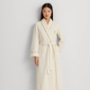 Lauren Ralph Lauren Fleece Long Shawl-collar Robe In Cream
