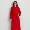 Lauren Ralph Lauren Fleece Long Shawl-collar Robe In Red