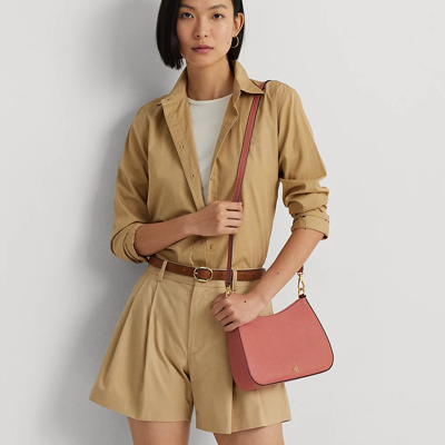 Lauren Ralph Lauren Women's Crosshatch Leather Medium Danni Shoulder Bag In Rose Tan