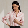 Ralph Lauren Capri Relaxed Fit Striped Cotton Shirt In Crystal Rose/white