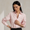 Polo Ralph Lauren Capri Relaxed Fit Striped Cotton Shirt In Crystal Rose/white