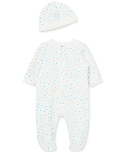 Little Me Baby Boy Or Baby Girl Quilt Footed Coverall And Hat, 2 Piece Set In Wonder-light Blue