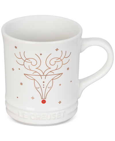 Le Creuset Noel Collection 14-oz. Stoneware Rudolph Coffee Mug In White
