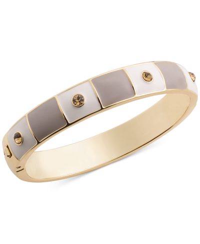 On 34th Gold-tone Crystal & Color Block Bangle Bracelet, Created For Macy's In Brown