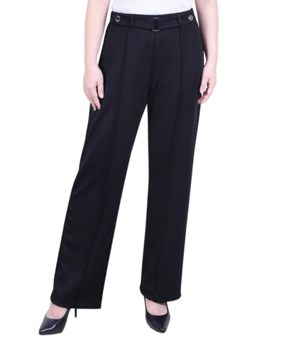 Ny Collection Petite Belted Scuba Crepe Pants In Black