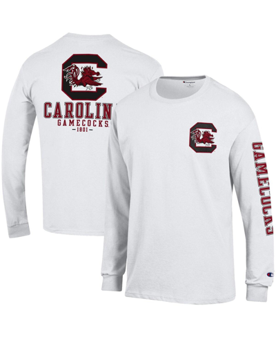 Champion Men's  White South Carolina Gamecocks Team Stack 3-hit Long Sleeve T-shirt