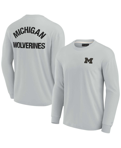 Fanatics Signature Men's And Women's  Gray Michigan Wolverines Super Soft Long Sleeve T-shirt