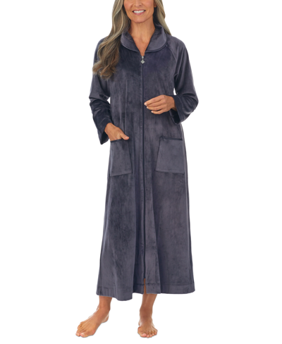 Eileen West Long Zip Robe In Charcoal