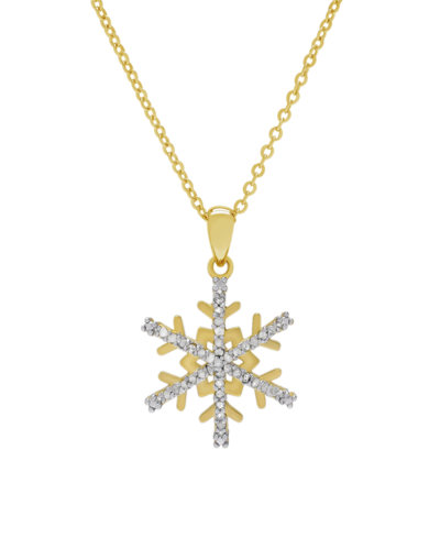 Macy's Cubic Zirconia Snowflake Pendant Necklace In Gold
