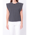 English Factory Women's Stripe Sleeveless T-shirt In Black,white