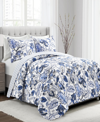 LUSH DECOR CYNTHIA JACOBEAN FLORAL 3-PIECE QUILT SET, FULL/QUEEN