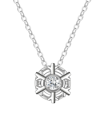 Macy's Cubic Zirconia Snowflake Pendant Necklace In Silver