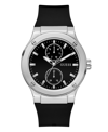 GUESS MEN'S MULTI-FUNCTION BLACK SILICONE WATCH 45MM