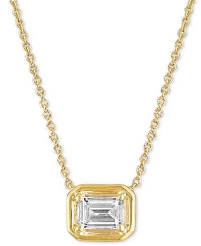 Alethea Certified Diamond Emerald-cut Solitaire 18" Pendant Necklace (1/2 Ct. T.w.) In 14k Gold Featuring Di In Yellow Gold