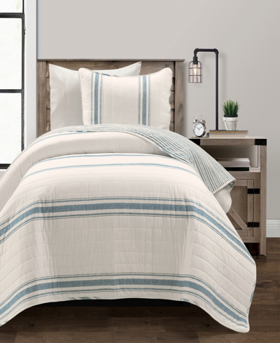 Lush Decor Farmhouse Stripe Reversible Cotton 2-piece Quilt, Twin/twin Xl In Blue