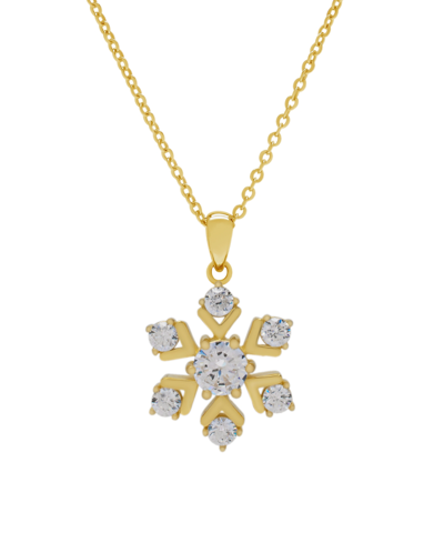 Macy's Cubic Zirconia Snowflake Pendant Necklace In Gold