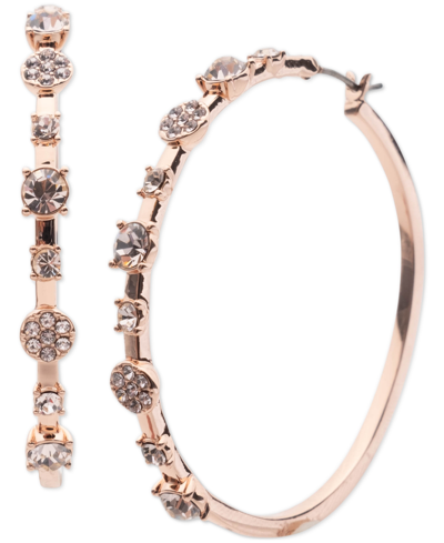 Givenchy Crystal Pave Medium Hoop Earrings, 1.7" In Dark Pink