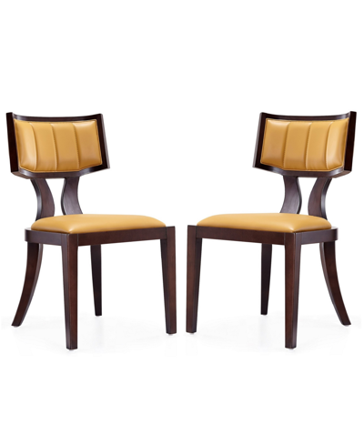 Manhattan Comfort Pulitzer Dining Chair, Set Of 2 In Camel,walnut