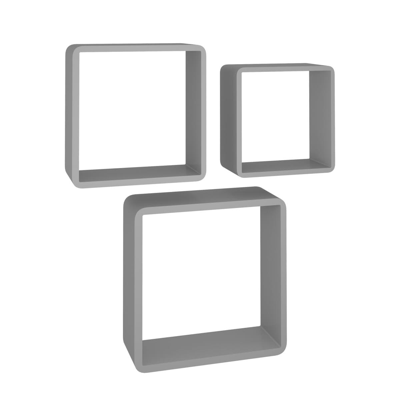 Vidaxl Wall Cube Shelves 3 Pcs Gray Mdf In Grey