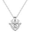 Macy's Cubic Zirconia Heart Reindeer Pendant Necklace In Silver