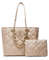 STEVE MADDEN KATT FAUX LEATHER QUILTED TOTE WITH POUCH