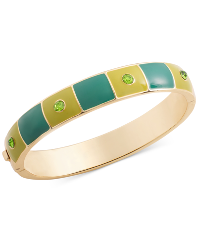 On 34th Gold-tone Crystal & Color Block Bangle Bracelet, Created For Macy's In Green
