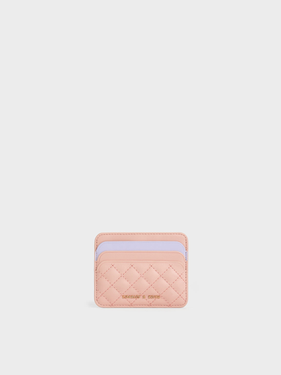 Charles & Keith Quilted Multi-slot Card Holder In Pink