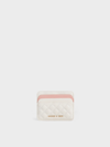 Charles & Keith Quilted Multi-slot Card Holder In Cream