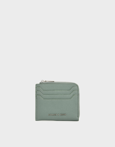 Charles & Keith Small Zip Pouch In Sage Green