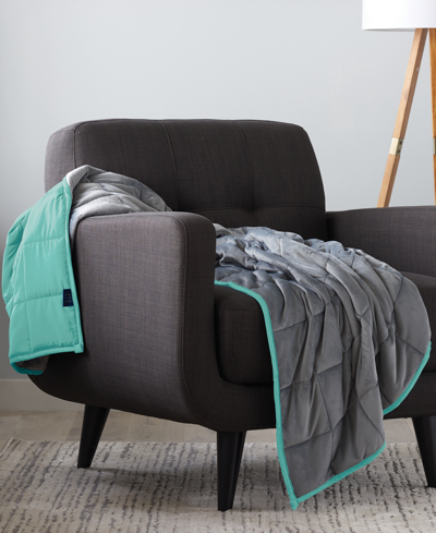 Ella Jayne 12lb Reversible Anti-anxiety Weighted Blanket In Grey Aqua