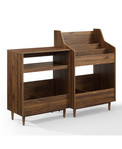 Crosley Furniture Liam 2pc Medium-density Fiberboard (mdf) Record Player Stand And Vinyl Storage Set In Walnut