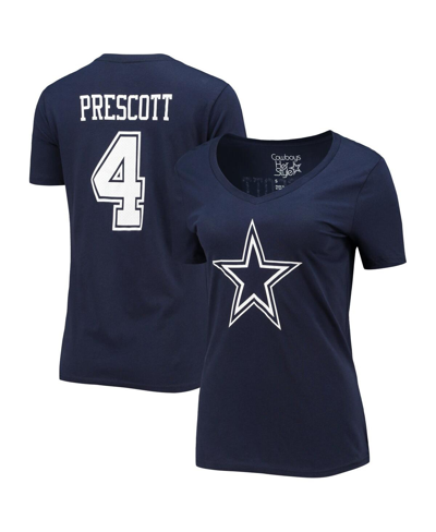 Fanatics Women's  Dak Prescott Navy Dallas Cowboys Player Icon Name And Number V-neck T-shirt