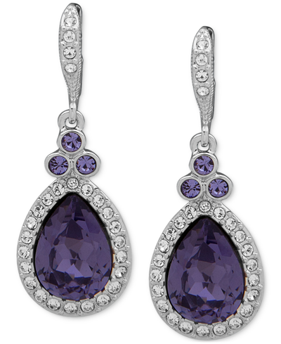 Givenchy Pave & Color Crystal Pear-shape Drop Earrings In Purpl