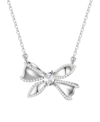 MACY'S IMITATION PEARL AND CUBIC ZIRCONIA BOW PENDANT NECKLACE