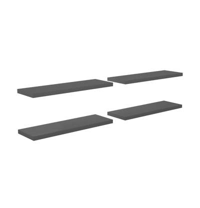 Vidaxl Floating Wall Shelves 4 Pcs High Gloss Gray 47.2"x9.3"x1.5" Mdf In Grey