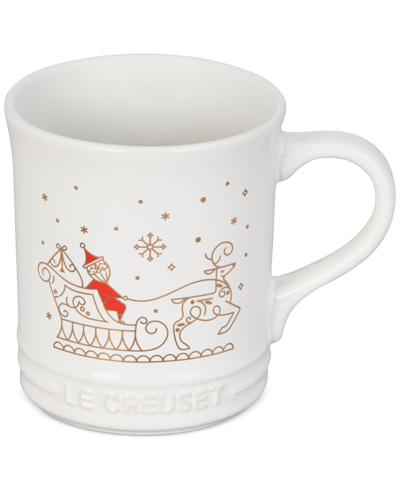 Le Creuset Noel Collection 14-oz. Stoneware Santa Sleigh Coffee Mug In White