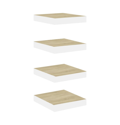 Vidaxl Floating Wall Shelves 4 Pcs Oak And White 9.1"x9.3"x1.5" Mdf In Brown