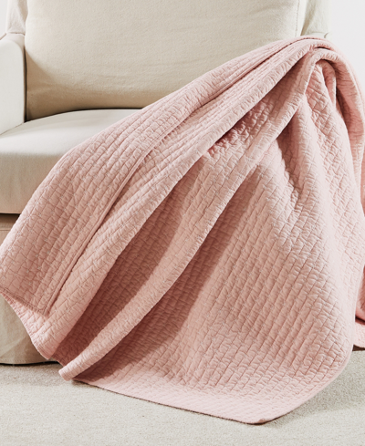Levtex Cross Stitch Reversible Quilted Throw, 50" X 60" In Blush