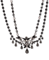 GIVENCHY HEMATITE-TONE JET CRYSTAL DRAMA COLLAR NECKLACE, 16" + 3" EXTENDER