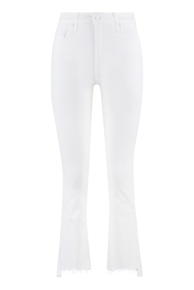 Mother The Insider Frayed Edge Cropped Trousers In White