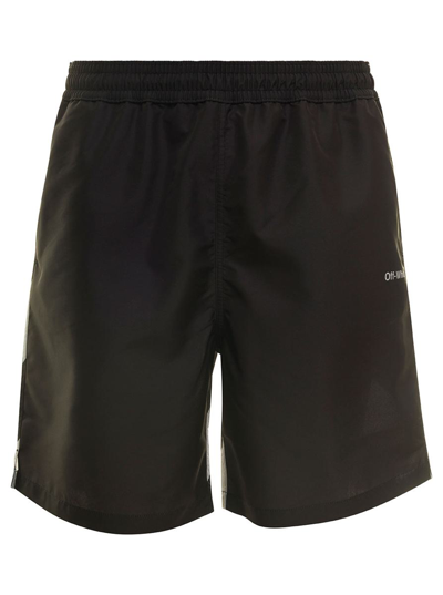OFF-WHITE BLACK SWIM TRUNKS WITH DIAG PRINT AT THE BACK IN POLYESTER MAN