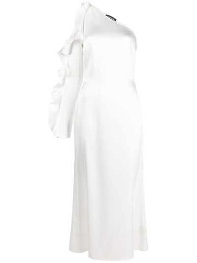 David Koma One-shoulder Ruffled Dress In White