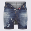 Dsquared2 Vintage Effect Denim Mini Skirt With Frontal Split In Blue