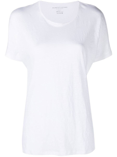 Majestic Short-sleeve Linen-blend T-shirt In White