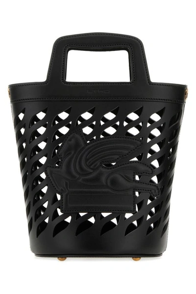 Etro Woman Black Leather Bucket Bag