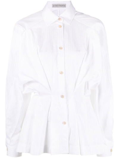 Palmer Harding Gathered-waist Cotton Shirt In White