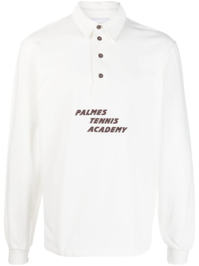 Palmes Logo-print Button-up Sweatshirt In White